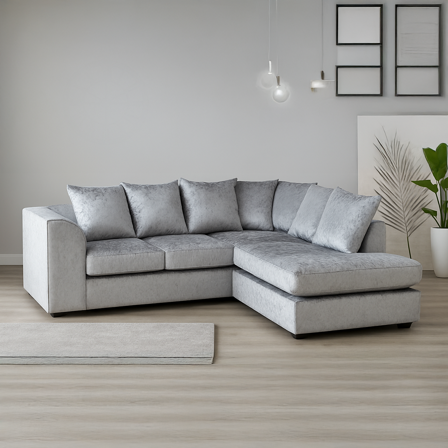 Crystal Crushed Velvet Scatter Corner Sofa