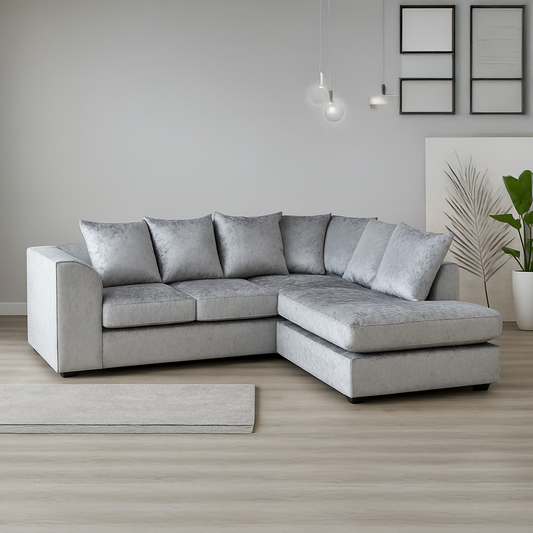 Crystal Crushed Velvet Scatter Corner Sofa