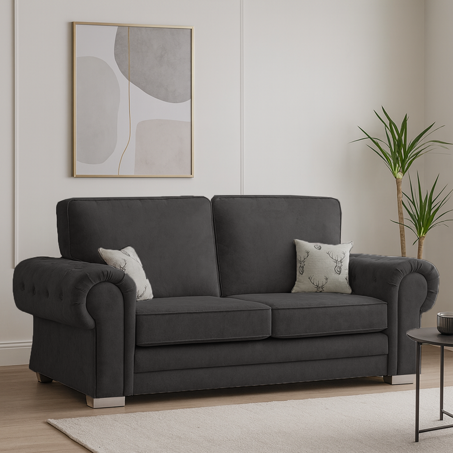 Milan Chesterfield Fabric 3 + 2 Seater Sofa Suite - Full Back
