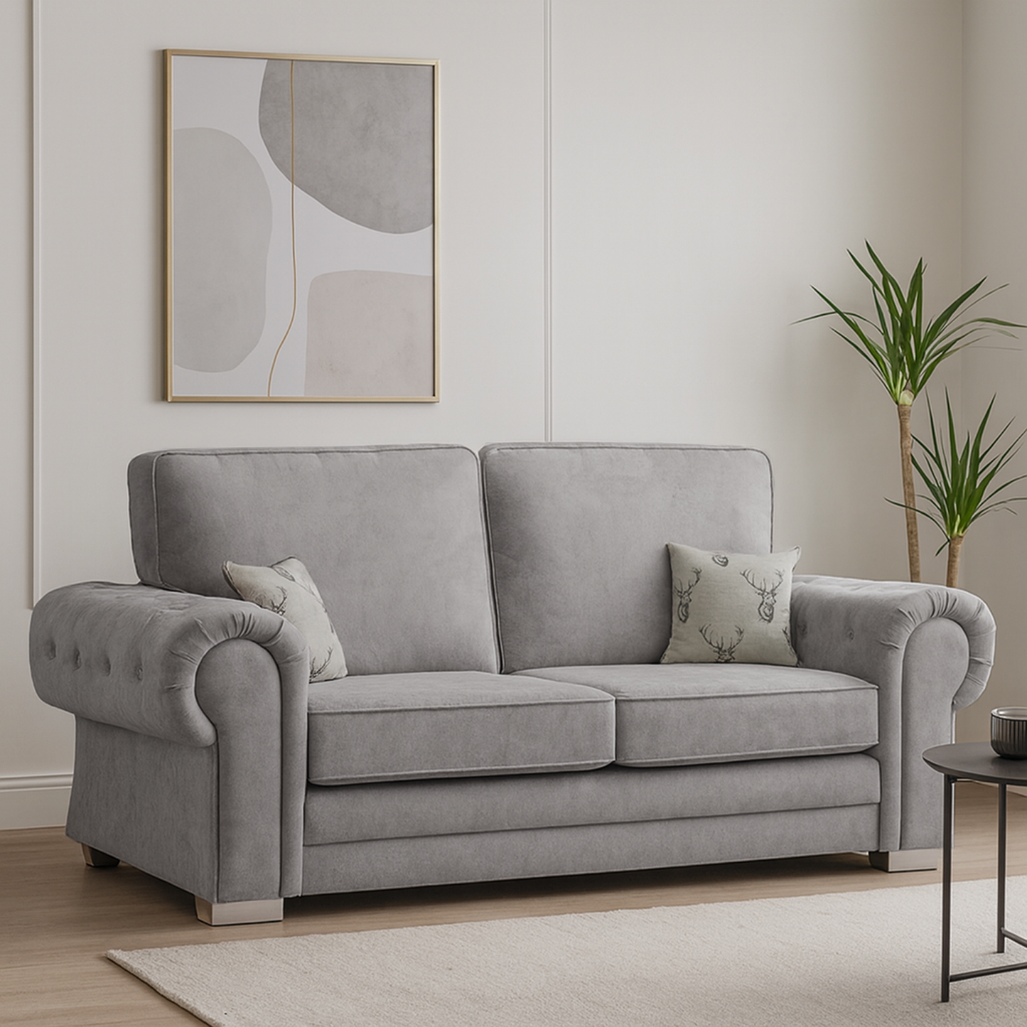 Milan Chesterfield Fabric 3 + 2 Seater Sofa Suite - Full Back