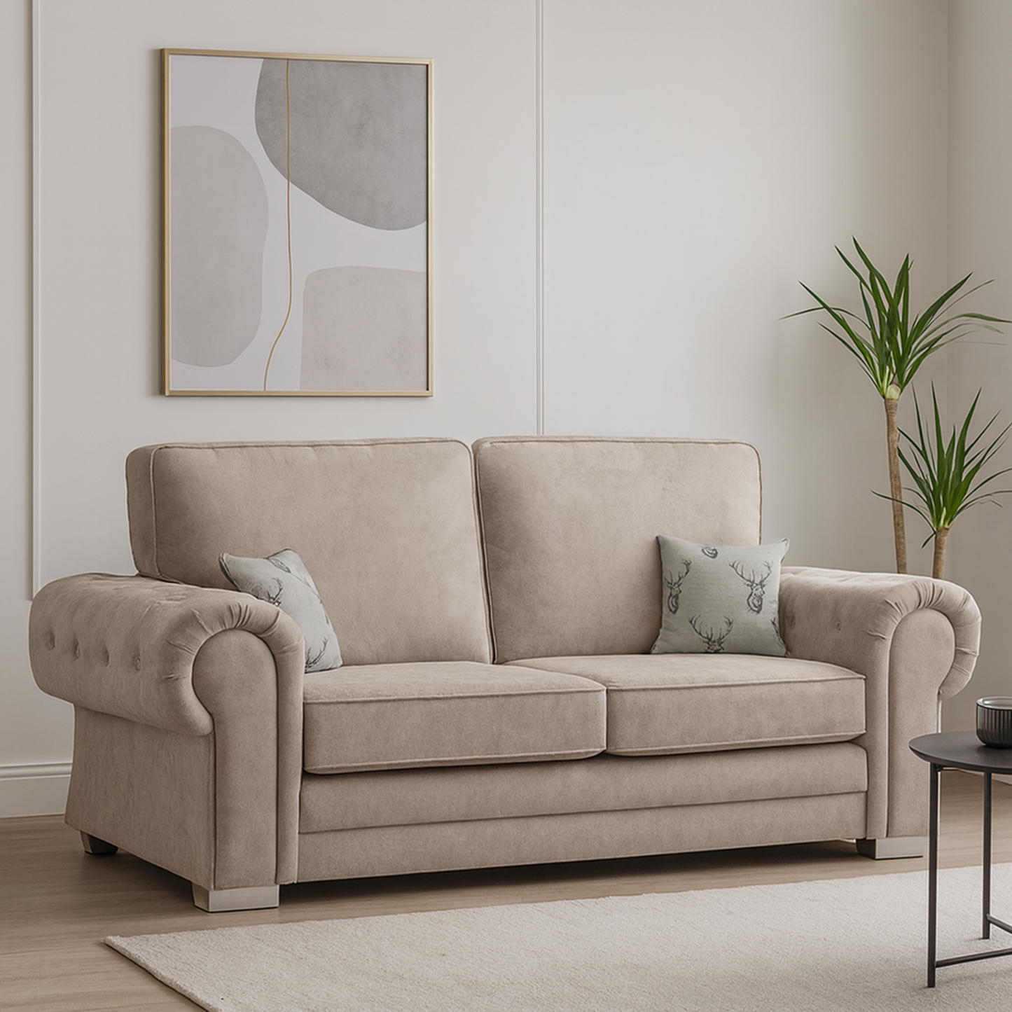 Milan Chesterfield Fabric 3 + 2 Seater Sofa Suite - Full Back