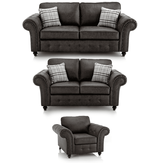 Oakland Chesterfield Leather 3 Piece Sofa Suite - 2