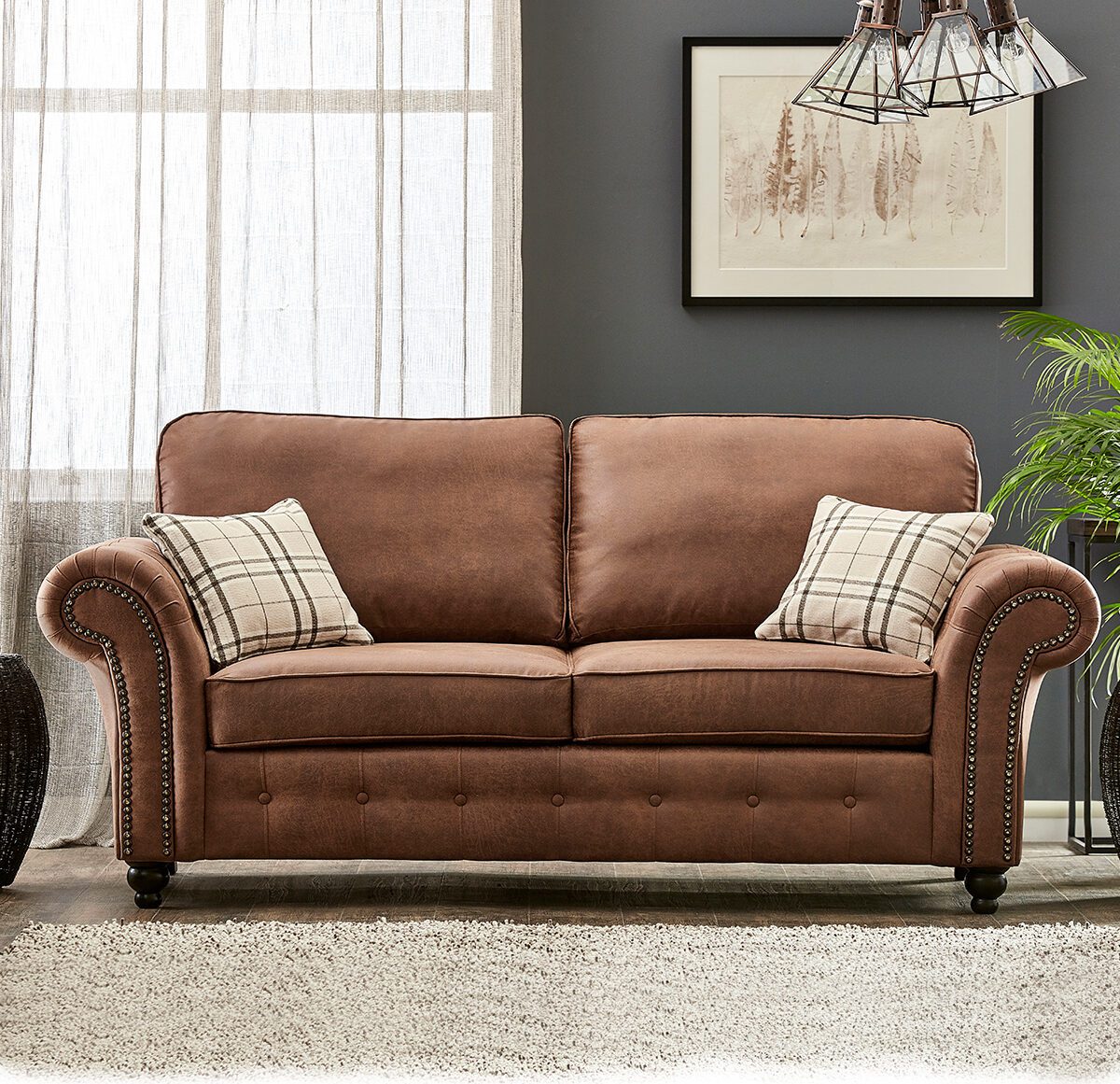 Oakland Chesterfield Leather Sofa Suite 3 + 2 - 4
