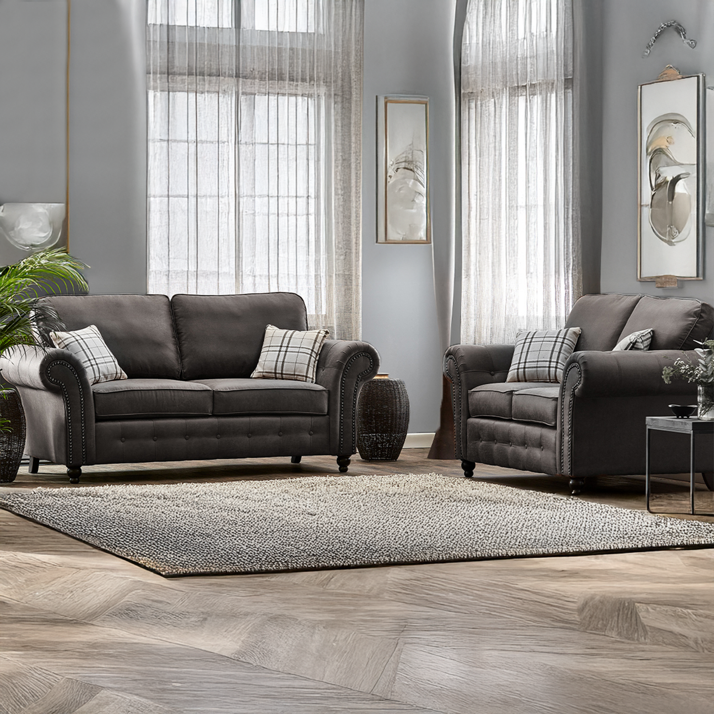 Oakland Chesterfield Leather Sofa Suite 3 + 2