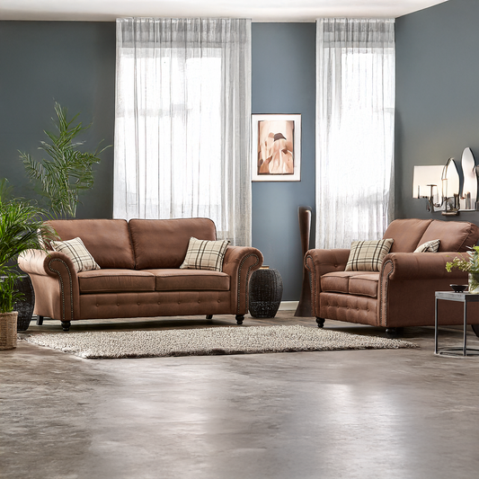 Oakland Chesterfield Leather Sofa Suite 3 + 2