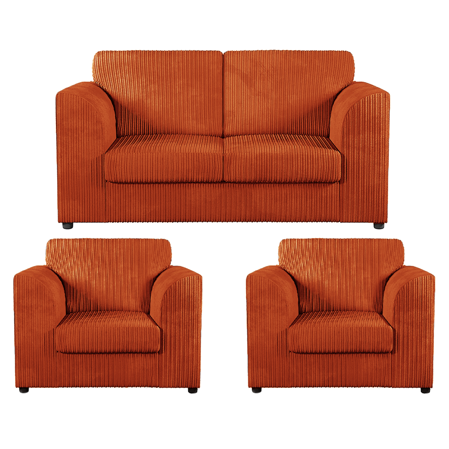 Luxor Jumbo Cord 2 Seater and 2 x Armchairs - Full Back