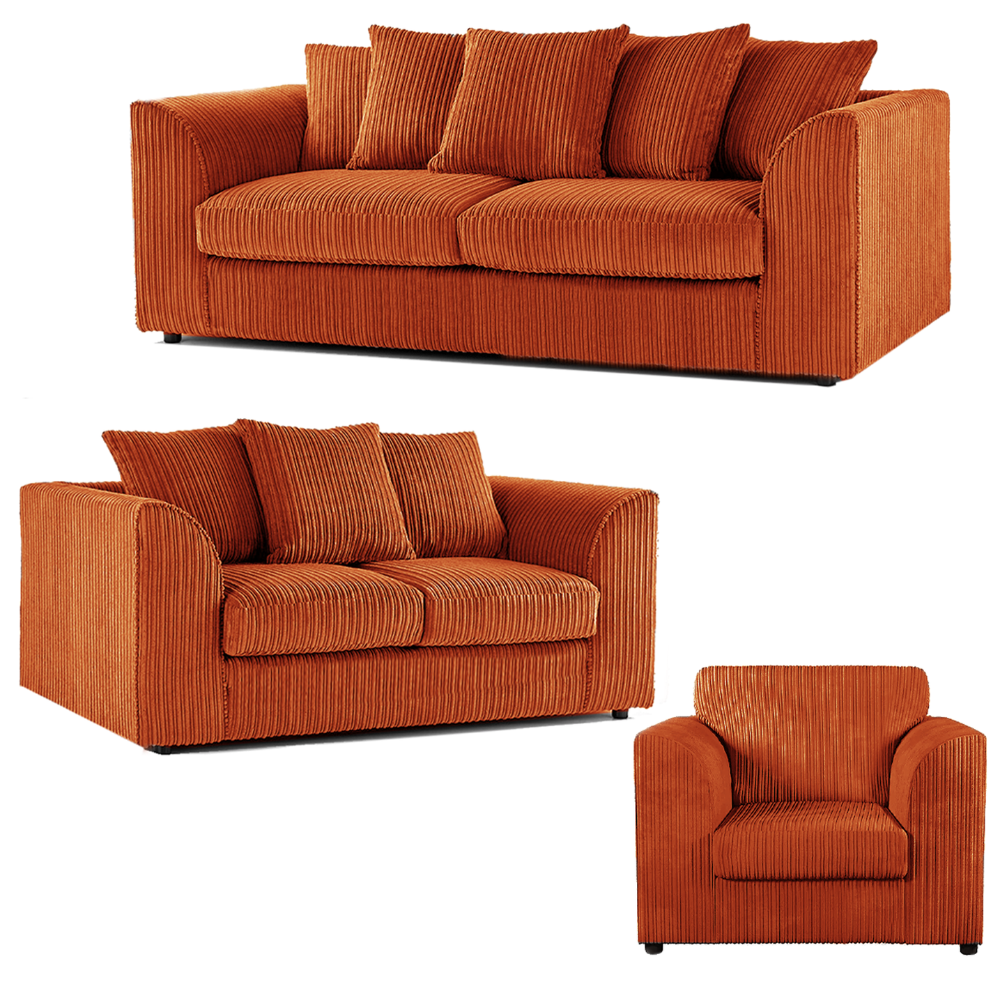 Luxor Full Jumbo Cord 3 Piece Suite - Scatter Back