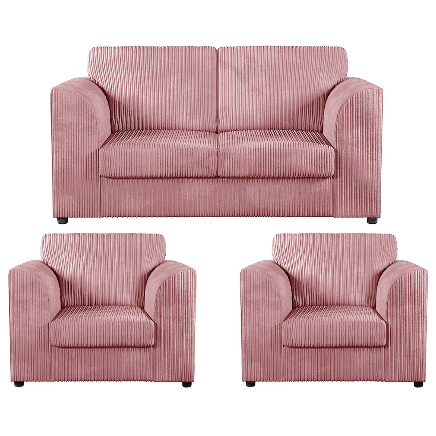 Luxor Jumbo Cord 2 Seater and 2 x Armchairs - Full Back