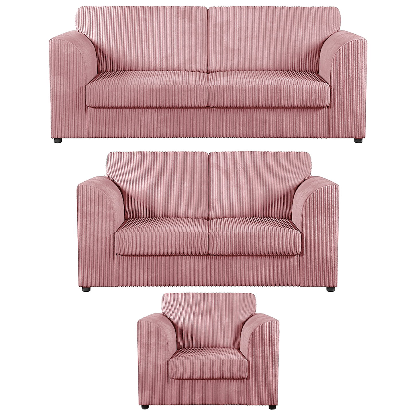 Luxor Full Jumbo Cord 3 Piece Suite - Full Back