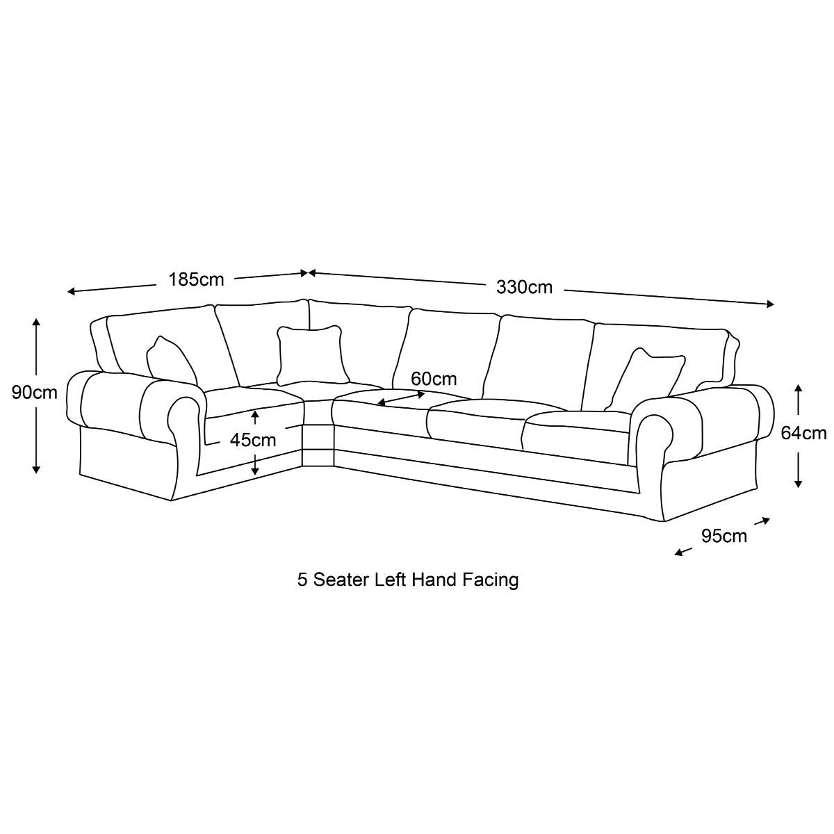 Chelsea Crushed Velvet Full Back 5 Seater L Shaped Corner Sofa - 3