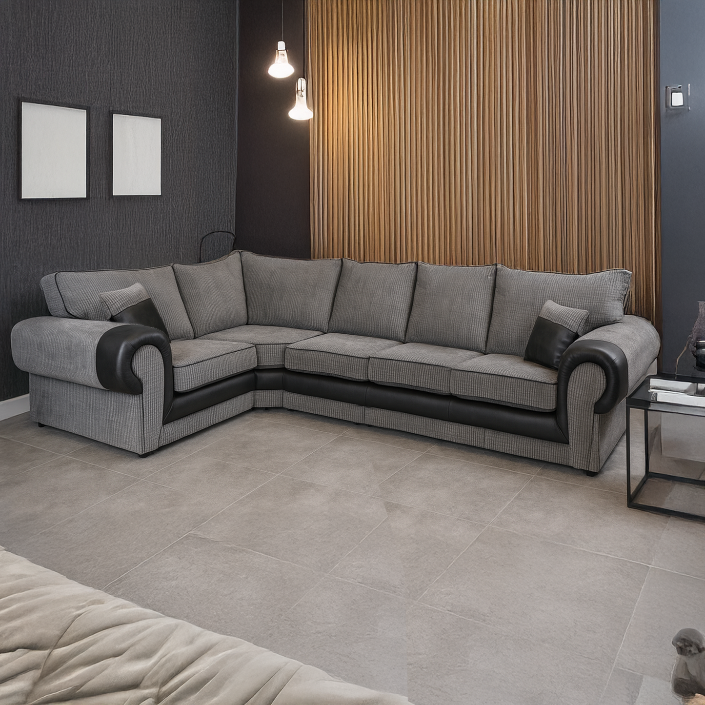 Portland Mixed Fabric Cord 5 Seater L Shape Corner Sofa