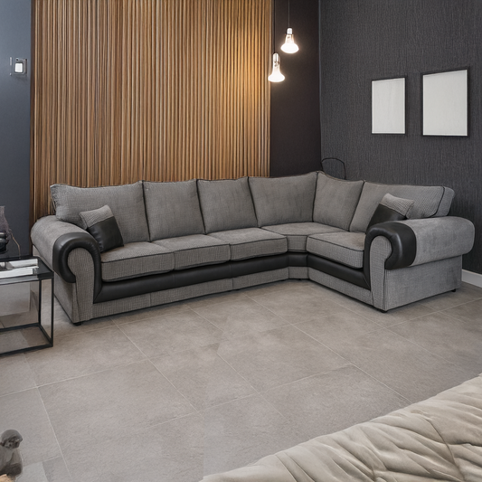 Portland Mixed Fabric Cord 5 Seater L Shape Corner Sofa