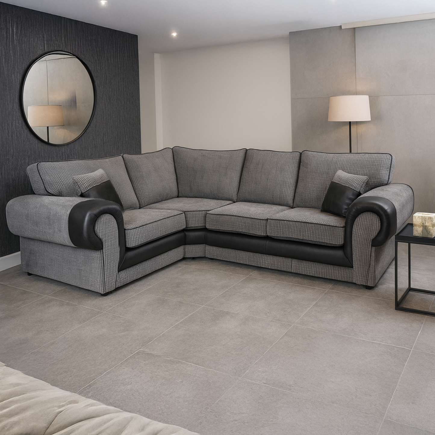 Portland Mixed Fabric Cord 4 Seater Corner Sofa