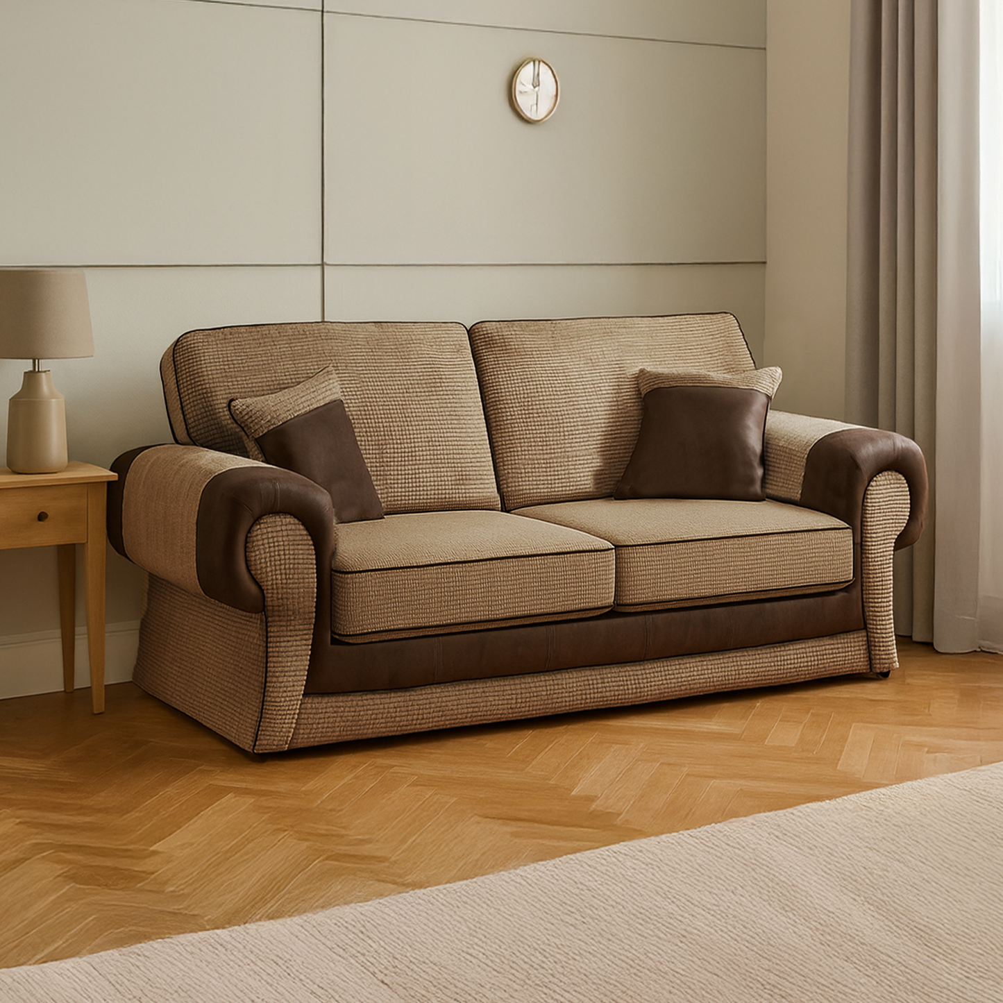 Portland Mixed Fabric Cord 2 Seater