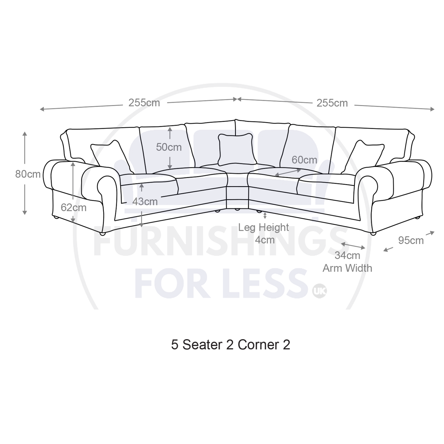 Portland Mixed Fabric Cord 5 Seater Corner Sofa