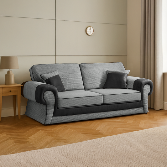 Portland Mixed Fabric Cord 3 Seater