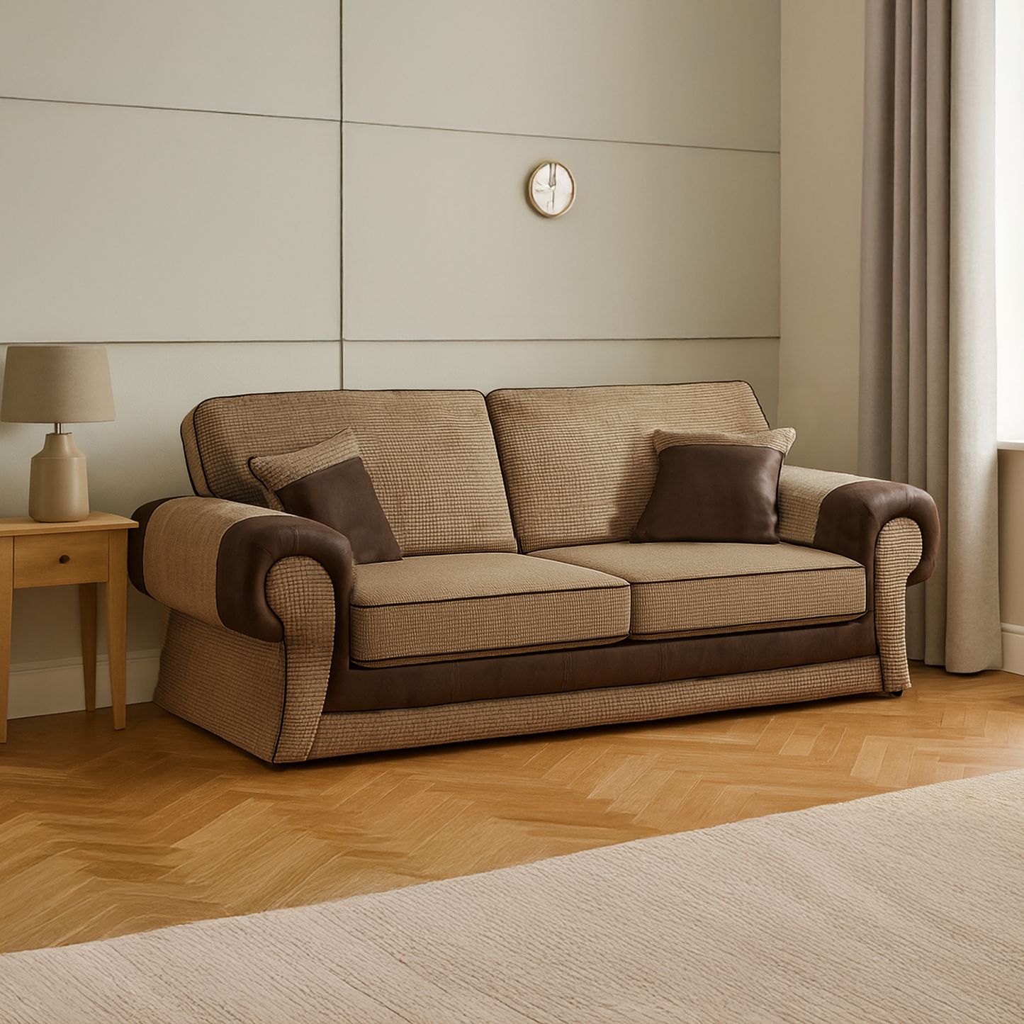 Portland Mixed Fabric Cord 3 Seater