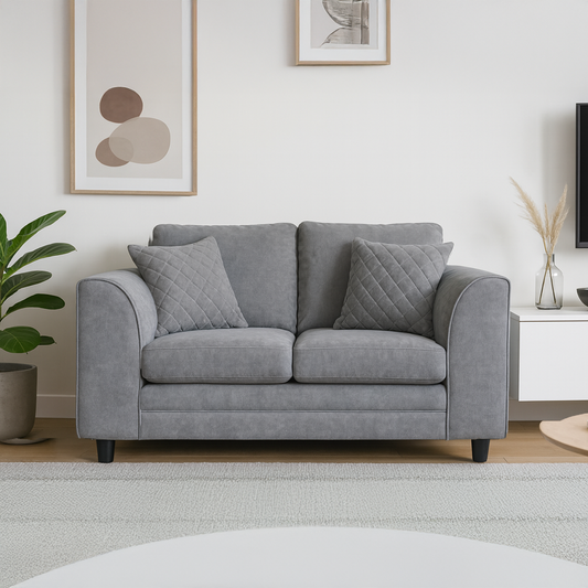 Quilted Full Chenille Fabric 2 Seater Sofa
