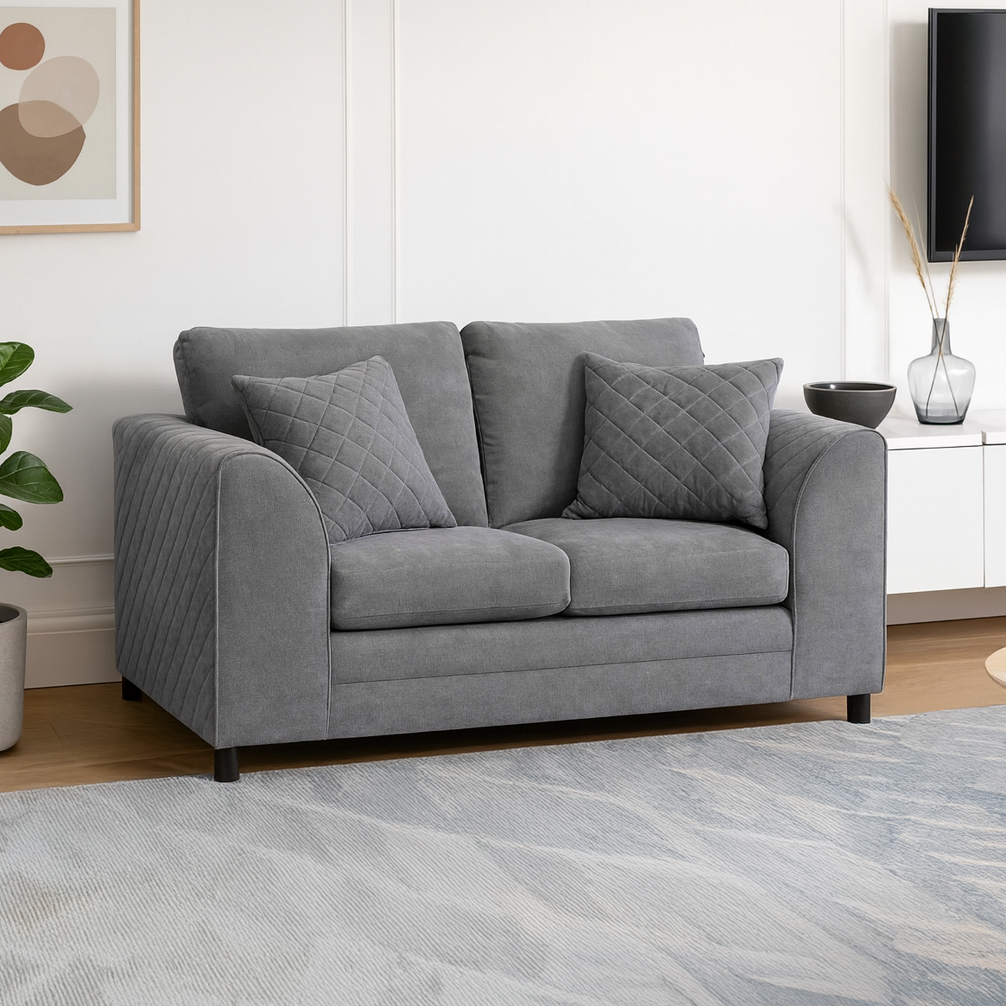 Quilted Full Fabric Chenille Sofa Suite