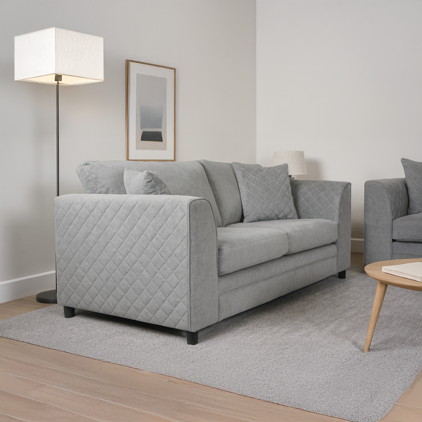 Quilted Full Fabric Chenille Sofa Suite