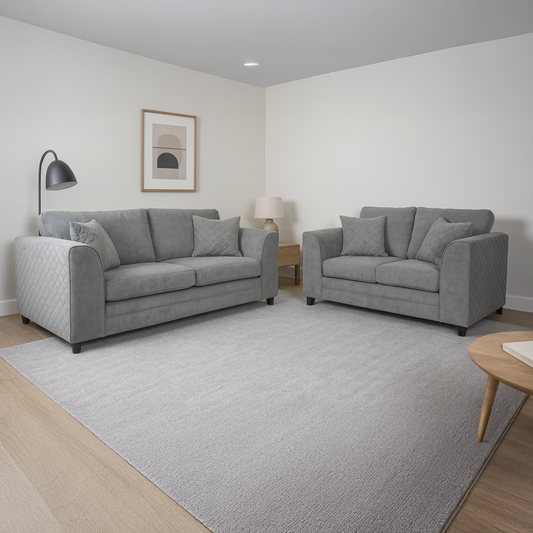 Quilted Full Fabric Chenille Sofa Suite