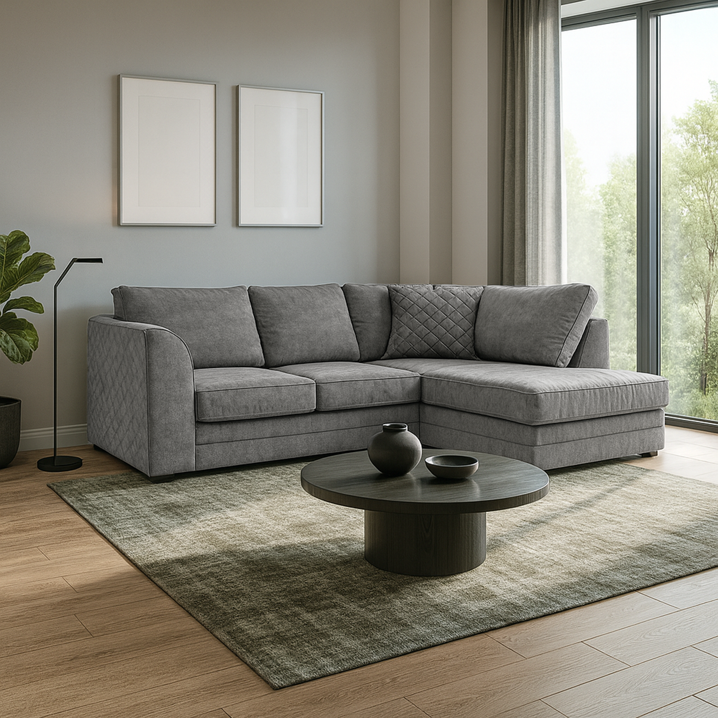 Quilted Chenille Full Back Corner Sofa