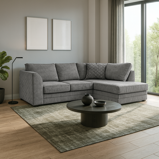Quilted Chenille Full Back Corner Sofa