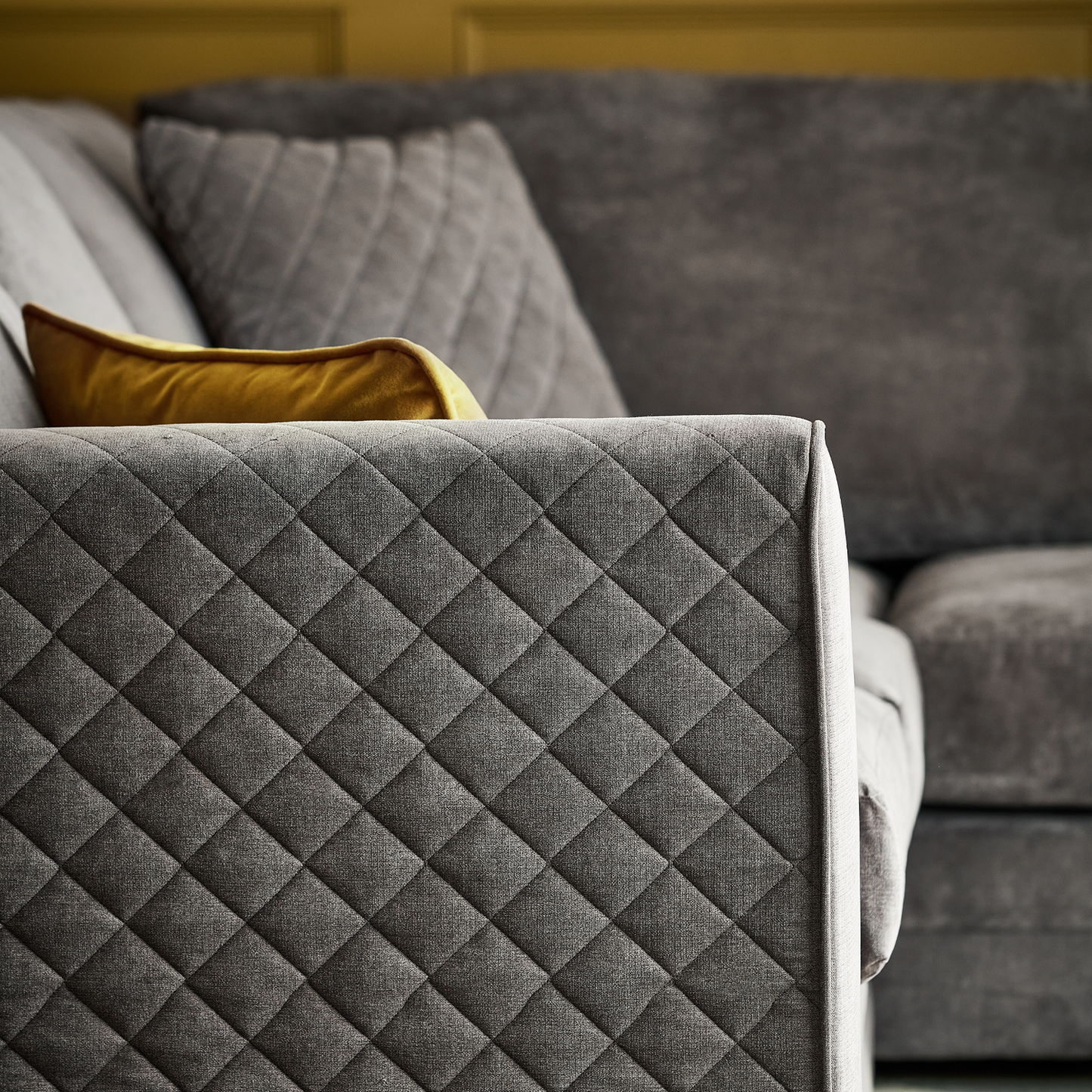 Quilted Chenille Full Back Corner Sofa