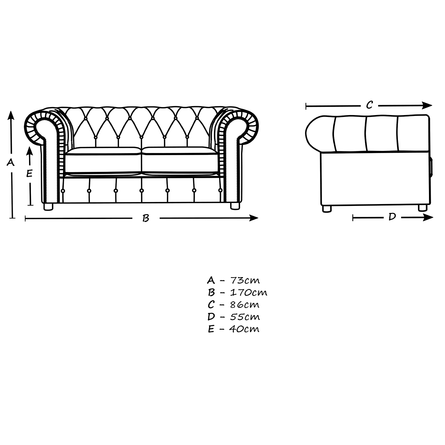 Ashbourne Chesterfield Plush Velvet 2 Seater - 2