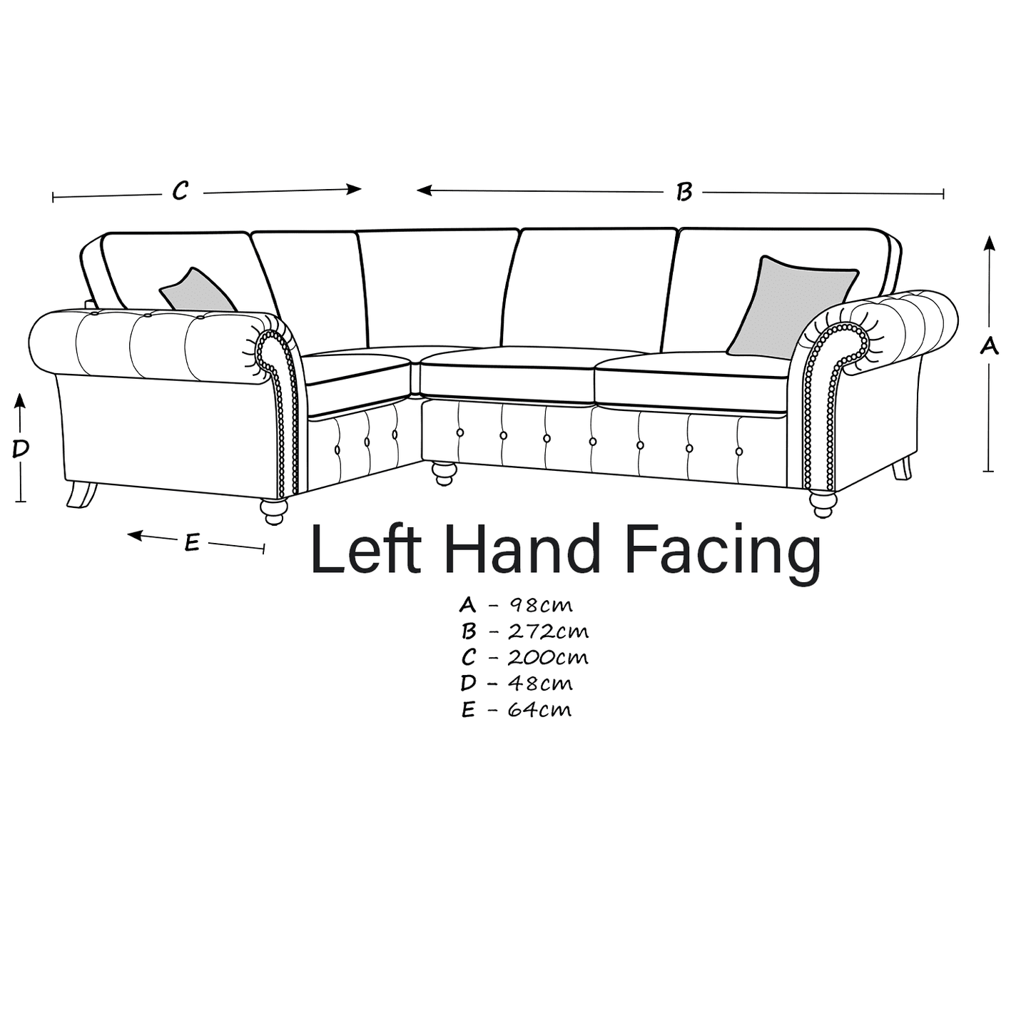 Oakland Marble Leather 4 Seater Corner Sofa - 3
