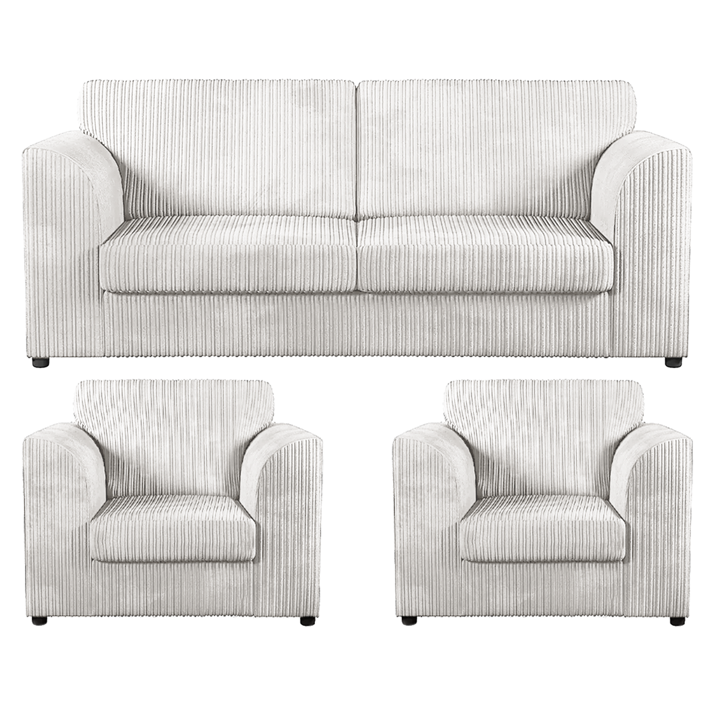 Luxor Full Jumbo Cord 3 Seater and 2 x Armchairs - Full Back