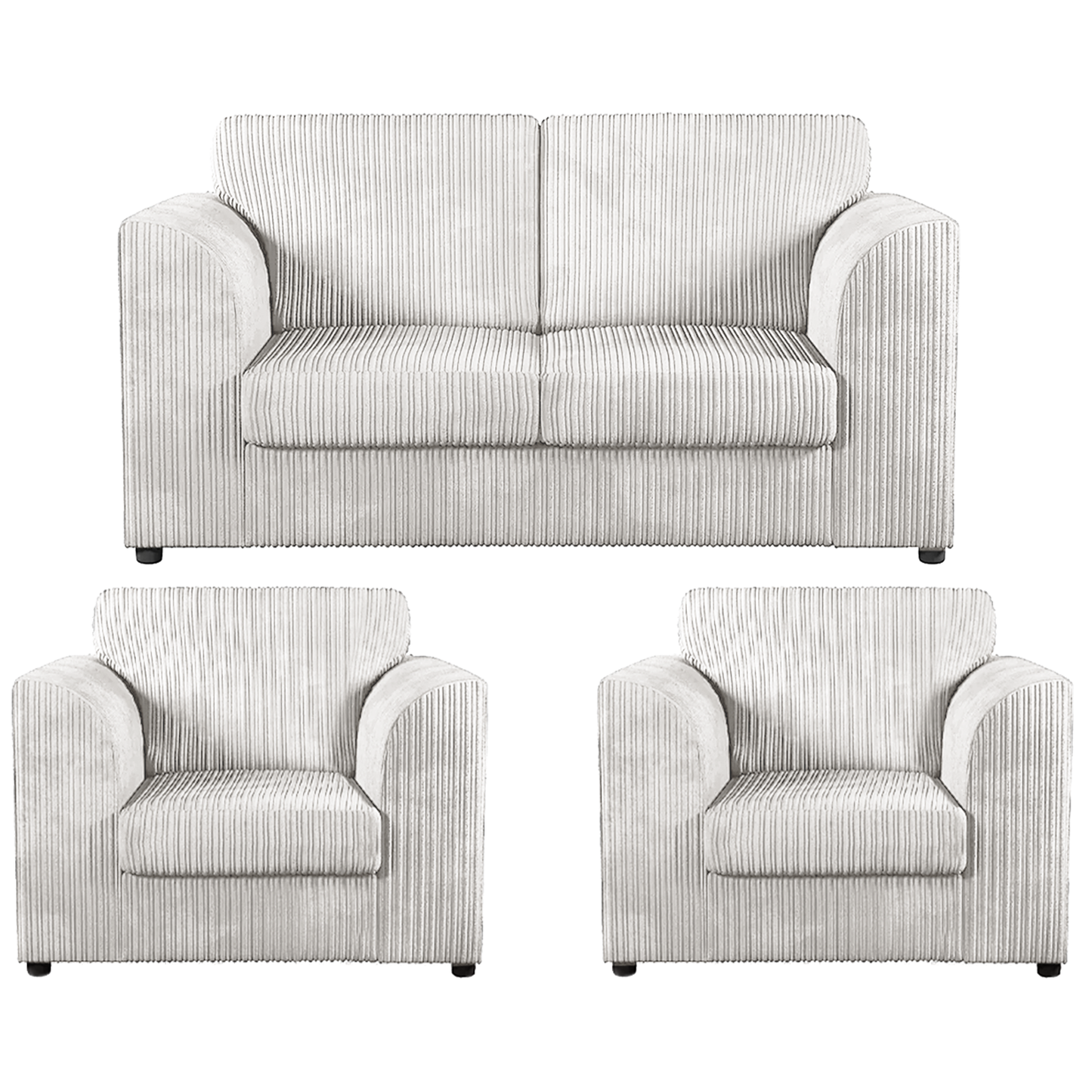 Luxor Jumbo Cord 2 Seater and 2 x Armchairs - Full Back