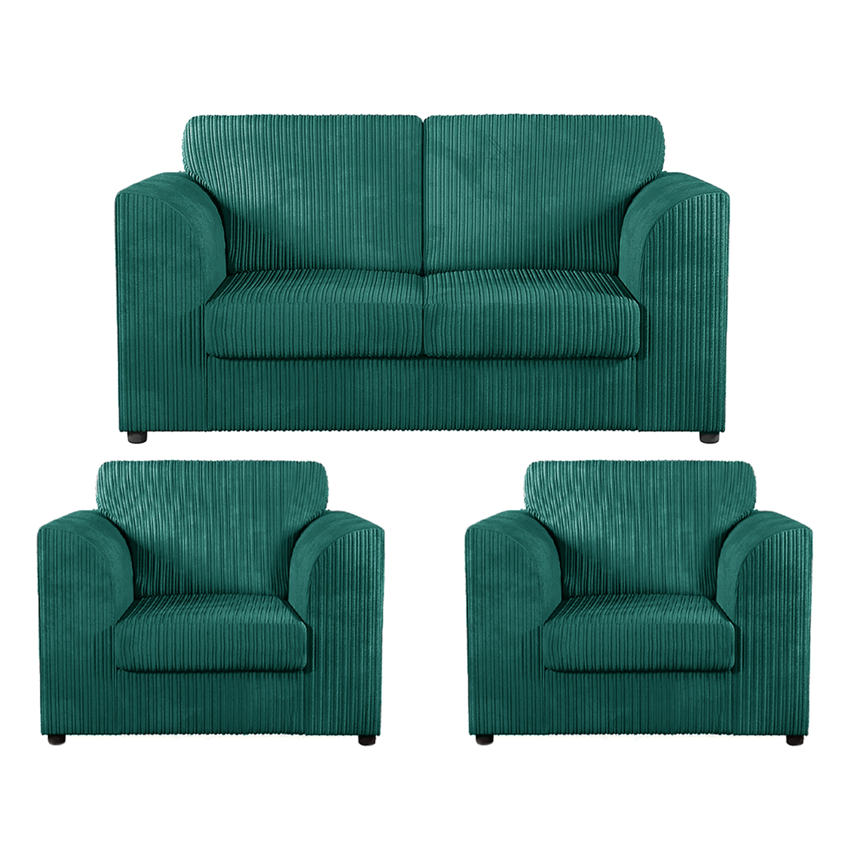 Luxor Jumbo Cord 2 Seater and 2 x Armchairs - Full Back