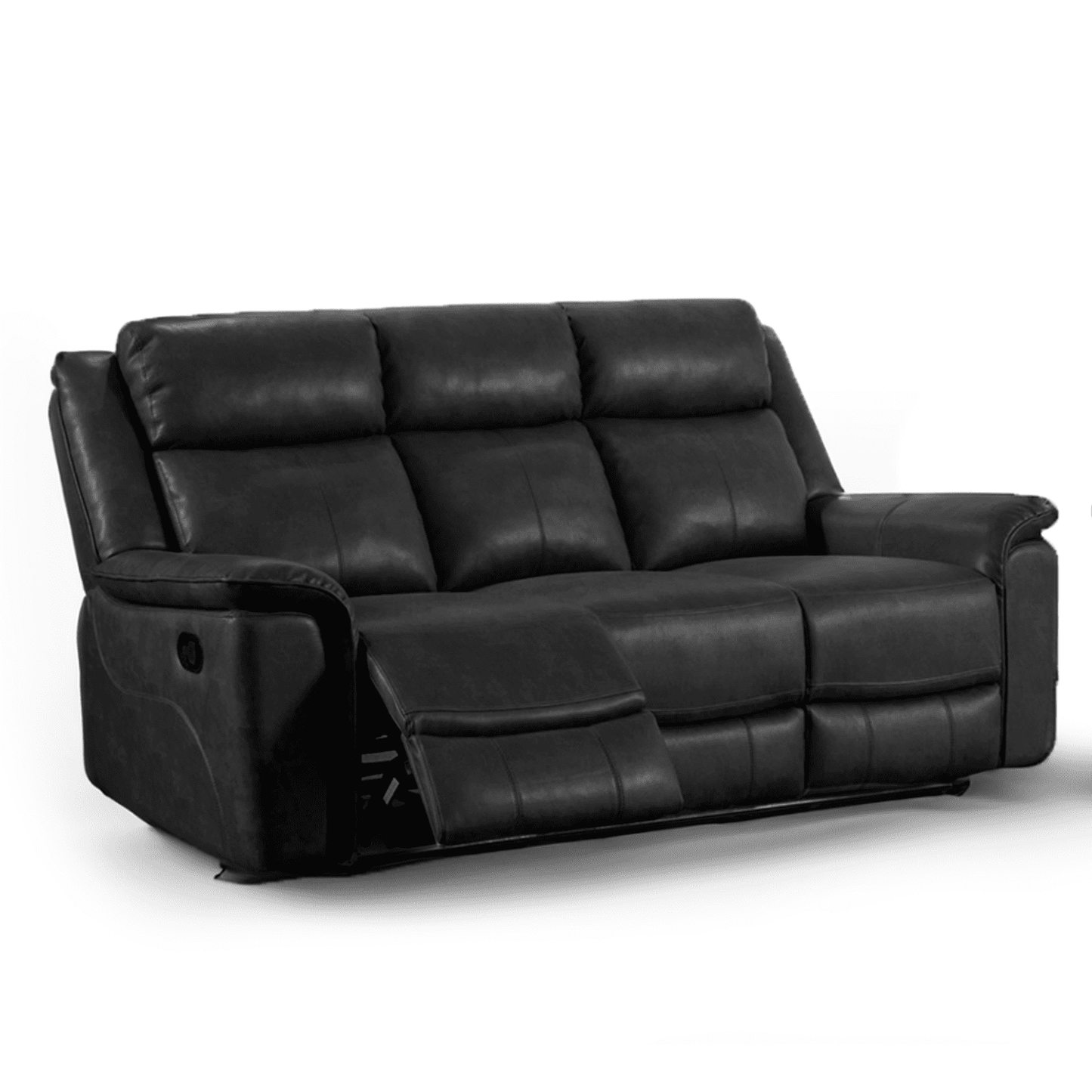 Toronto Reclining Leather-Like 3 Seater Sofa Black or Grey - 2