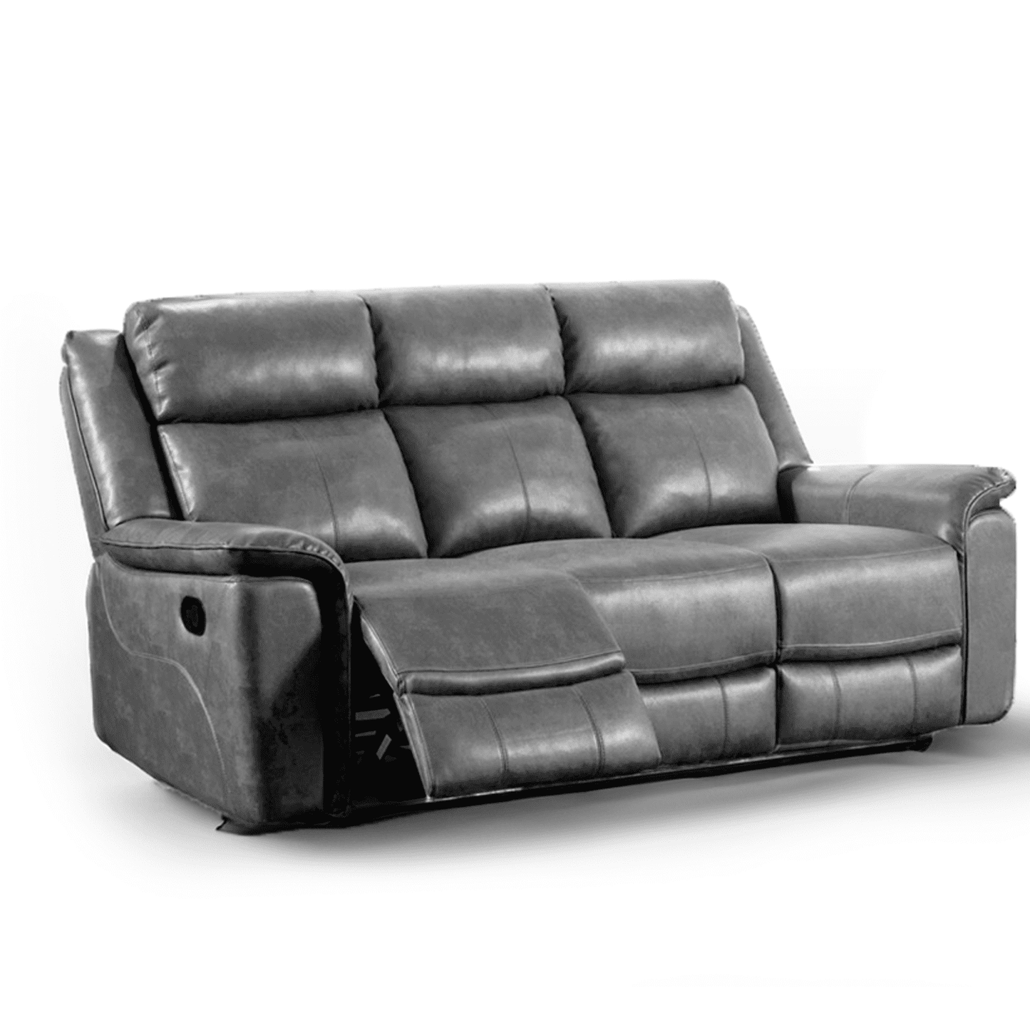 Toronto Reclining Leather-Like 3 Seater Sofa Black or Grey - 3