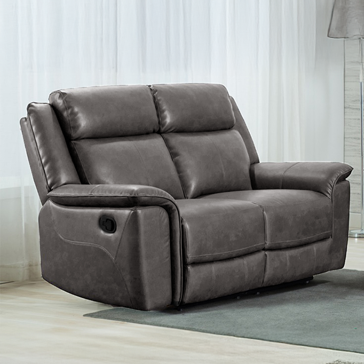 Toronto Reclining Leather-Like 2 Seater Sofa Black or Grey