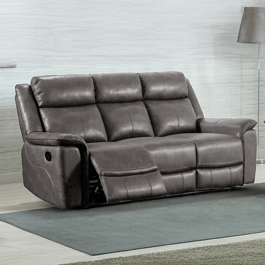 Toronto Reclining Leather-Like 3 Seater Sofa Black or Grey