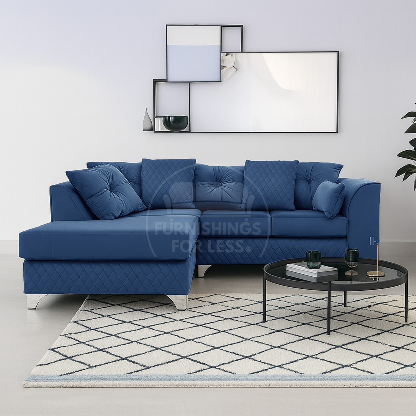 Victoria Modern Plush Velvet 4 Seater Corner Sofa