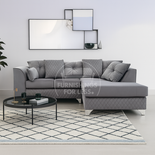 Victoria Modern Plush Velvet 4 Seater Corner Sofa