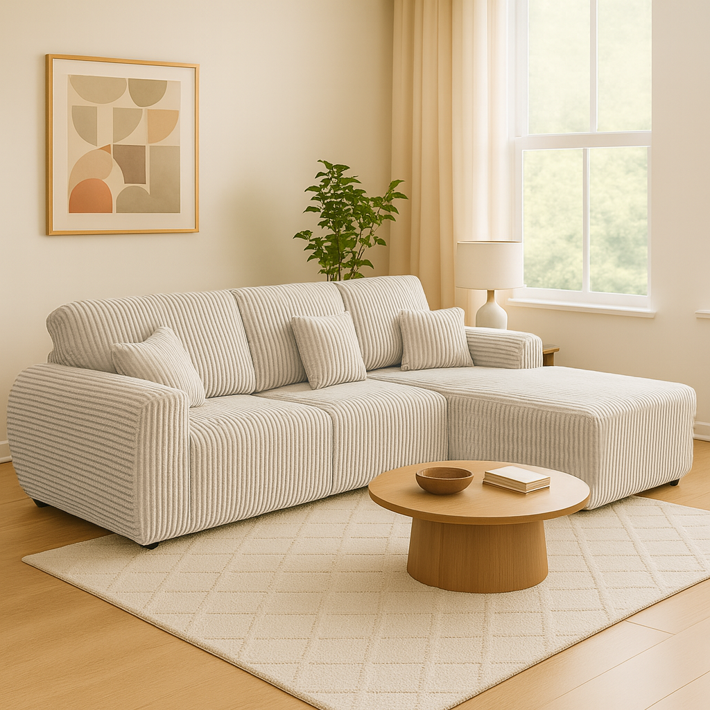 Vinci Soft Chunky Jumbo Cord 4 Seater Corner Sofa