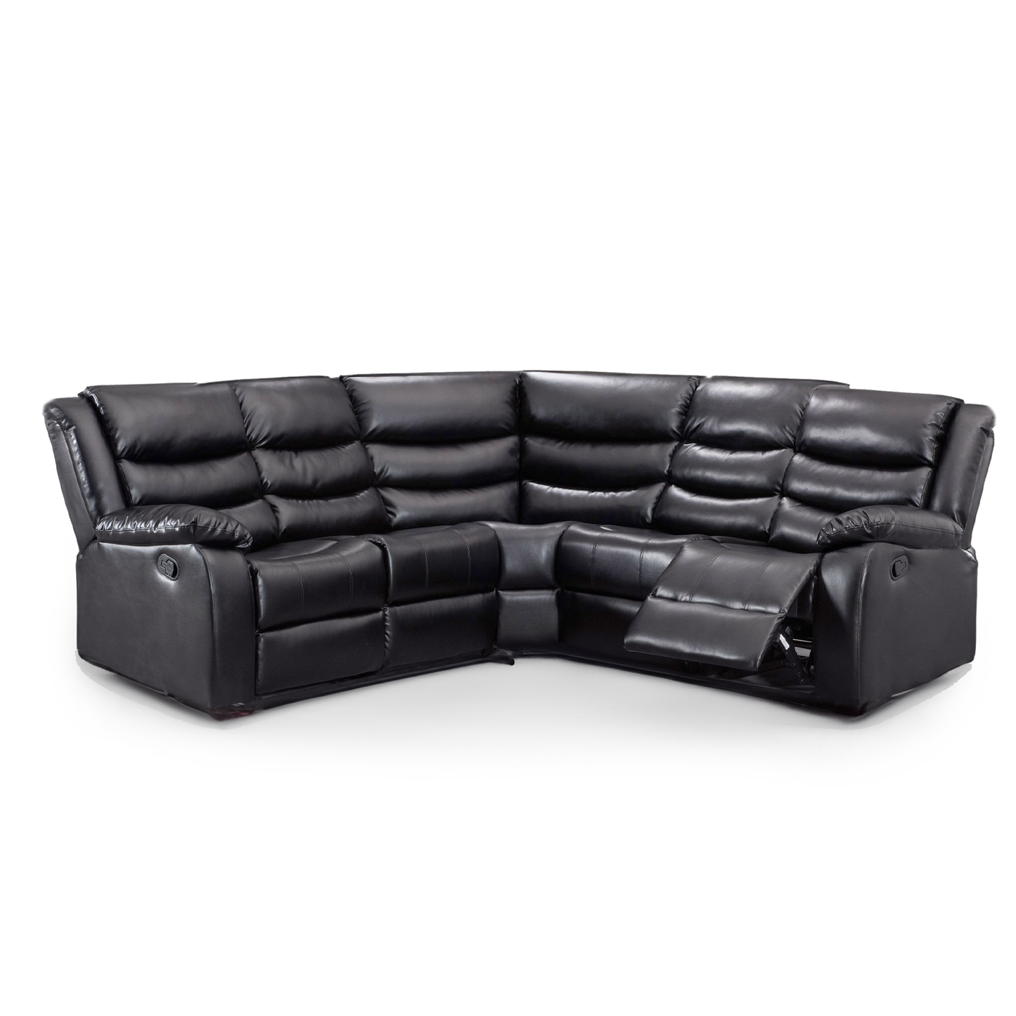Leather 5 Seater Reclining Corner Sofa + Drinks Tray