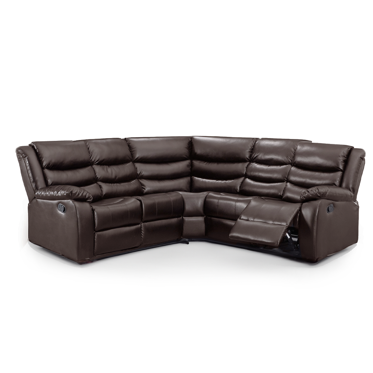 Leather 5 Seater Reclining Corner Sofa + Drinks Tray