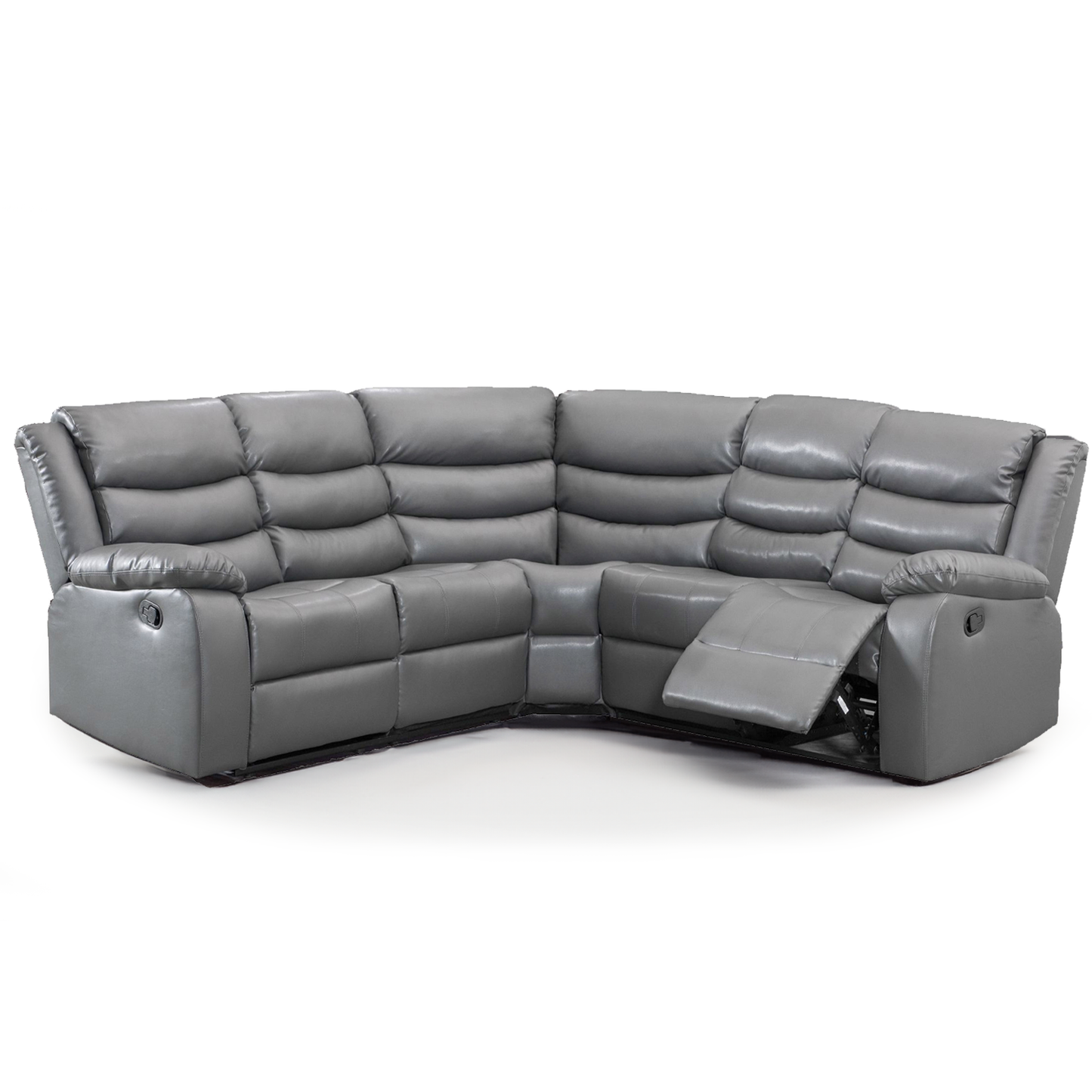 Leather 5 Seater Reclining Corner Sofa + Drinks Tray