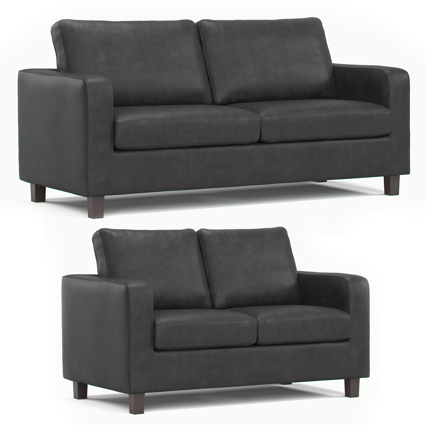 York Black Faux Leather 3+2 Sofa Set
