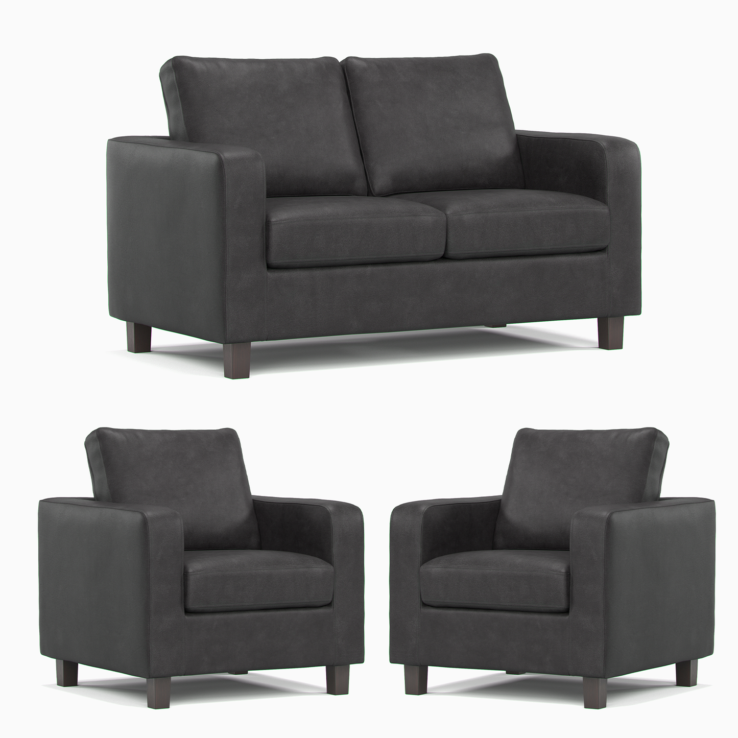 York Black Faux Leather 2+1+1 Sofa Set