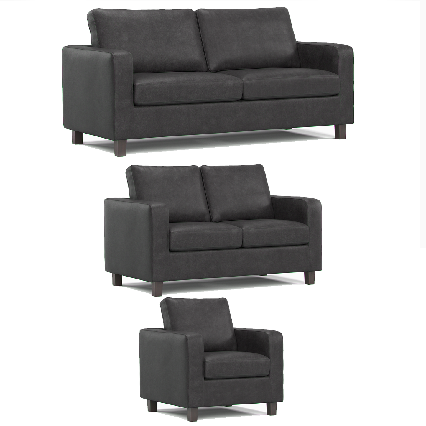 York Black Faux Leather 3+2+1 Set