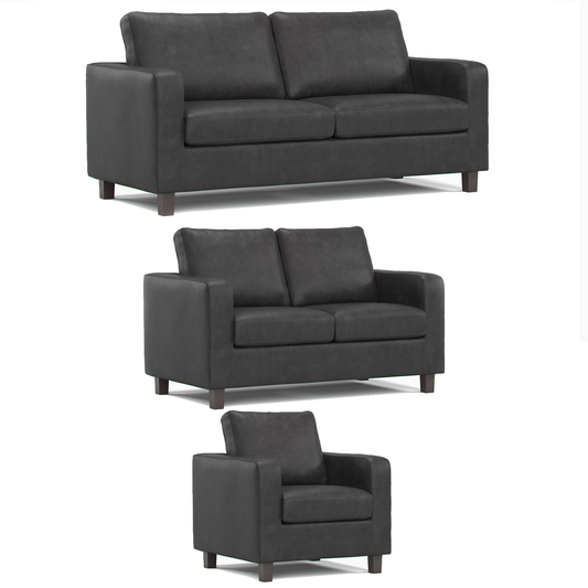 York Black Faux Leather 3+2+1 Set