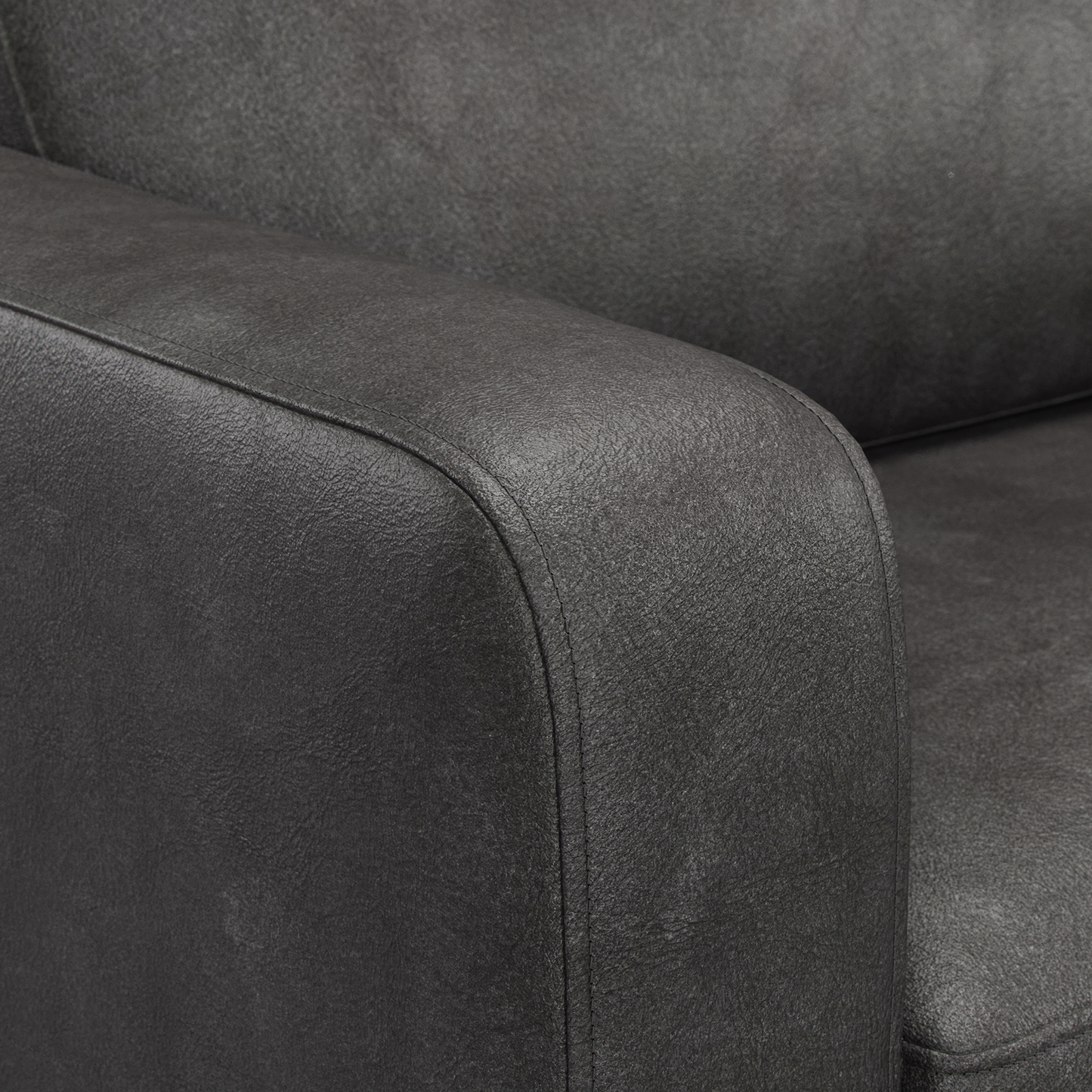 York Black Faux Leather 3-Seater Sofa
