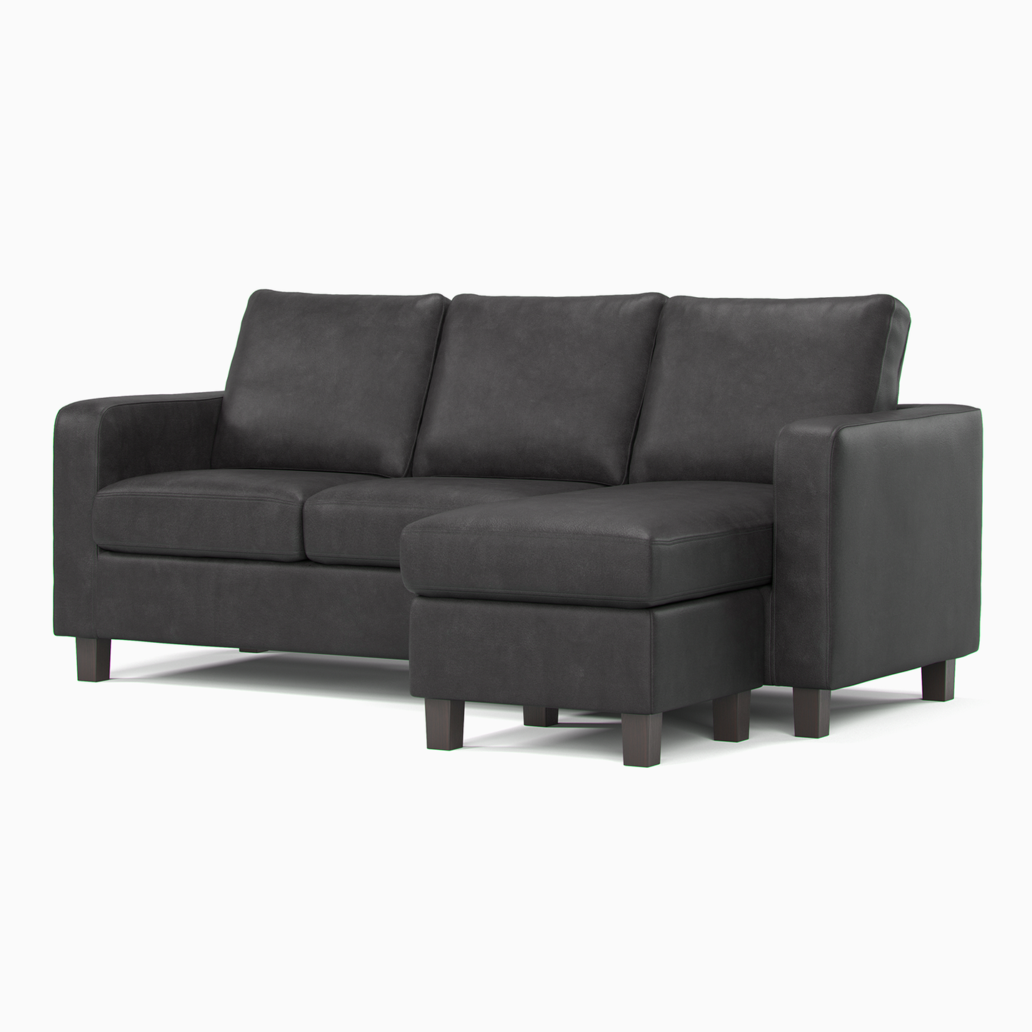 York Black Faux Leather 3 Seater Reversible Corner Sofa
