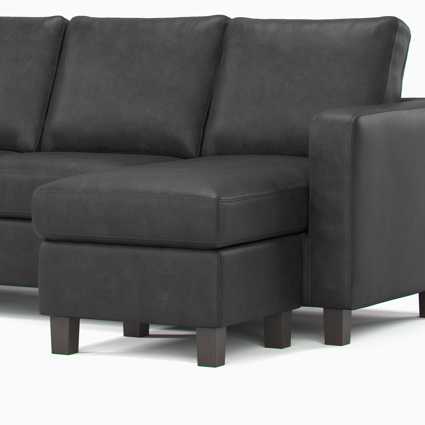 York Black Faux Leather 3 Seater Reversible Corner Sofa